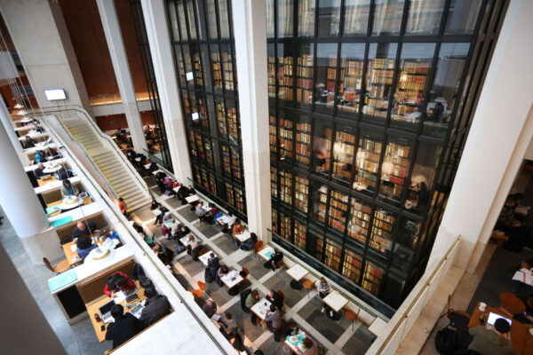 LONDON, ENGLAND - APRIL 05:  Visitors enjoy the cafe at The British Library on April 5, 2013 in London, England. The British Library and four other organisations have been given the right to archive the digital world from today. An estimated billion pages a year will be available for researchers to access through the new archive.  (Photo by Peter Macdiarmid/Getty Images)