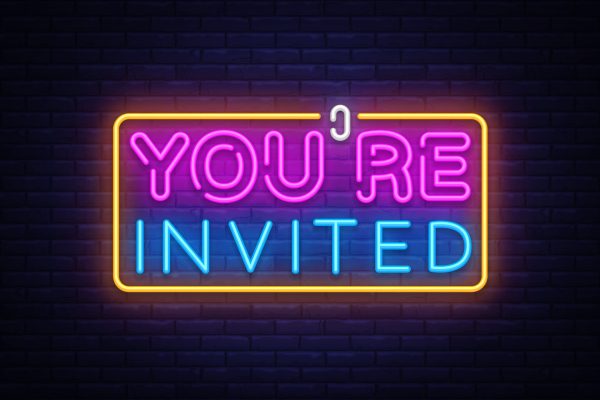 You're,Invited,Neon,Text,Vector,Design,Template.,Neon,Logo,,Light