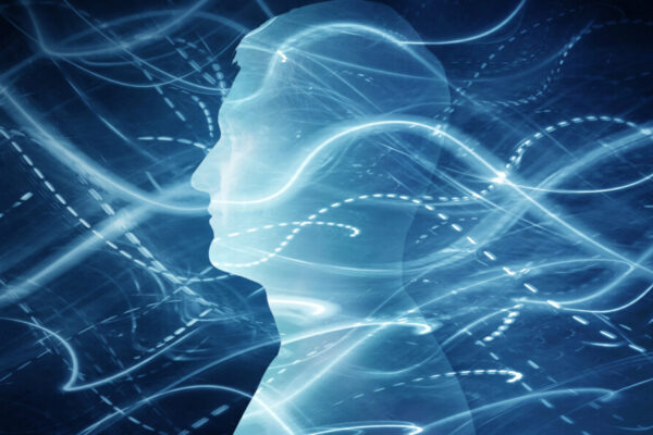 Human,Head,And,Moving,Lights,,Speed,Motion,In,Background.,Concept